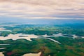 Manaus, Amazonas, Brazil: Top view of the river. Beautiful landscape from the window of the airplane