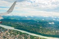 Manaus, Amazonas, Brazil: Top view of the river. Beautiful landscape from the window of the airplane Royalty Free Stock Photo