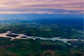 Manaus, Amazonas, Brazil: Top view of the river. Beautiful landscape from the window of the airplane Royalty Free Stock Photo