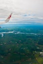 Manaus, Amazonas, Brazil: Top view of the river. Beautiful landscape from the window of the airplane