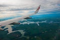 Manaus, Amazonas, Brazil: Top view of the river. Beautiful landscape from the window of the airplane Royalty Free Stock Photo