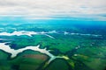 Manaus, Amazonas, Brazil: Top view of the river. Beautiful landscape from the window of the airplane