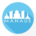 Manaus Brazil Flat Icon Skyline Silhouette Design City Vector Art Round Logo.