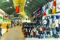 10.11.2022 Manavgat, Turkey - Bazaar. Manequins at clothing store displays at indoor bazaar in Turkey. Turkish flags