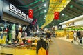 10.11.2022 Manavgat, Turkey - Bazaar. Various stalls and displays of clothing stores at indoor Turish bazaar. Turkish