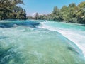 Manavgat waterfall in the summer season closeup. Turkey 2019.