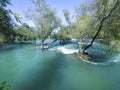 Manavgat waterfall in the summer season closeup. Turkey 2019