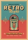 Mancave Presents - Retro Night - Vintage Game Room Poster Art Royalty Free Stock Photo