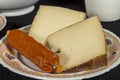 Manchego Curado cheese and sobrassada Royalty Free Stock Photo