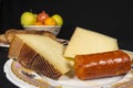 Manchego Curado cheese and sobrassada, typical Majorcan sausage Royalty Free Stock Photo