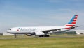 American Airlines Airbus A330-243 preparing to take off at Manchester Airport Royalty Free Stock Photo