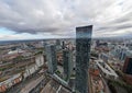 Manchester City Centre Drone Aerial View Above Building Work Skyline Construction Blue Sky 2023 Deansgate Royalty Free Stock Photo