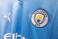 Manchester City Crest on Home Jersey Royalty Free Stock Photo