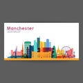 Manchester colorful architecture vector illustration.