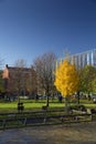 Manchester, Greater Manchester, UK, October 2013, view of the library of Manchester Metropolitan University from across All Saint