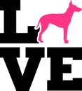 Manchester Terrier love word with silhouette