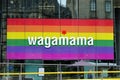 Wagamama logo above the entrance to restaurant in the city of Manchester, UK