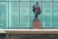 Manchester, UK - March 4, 2018 : Sir Matt Busby Statue in front