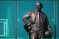 Sir Matt Busby Bronze statue at Old Trafford stadium in Manchester, UK