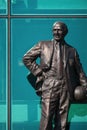 Sir Matt Busby Bronze statue at Old Trafford stadium in Manchester, UK