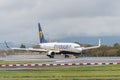 MANCHESTER, UK 30 OCTOBER 2020 - Ryanair Boeing B737-8AS B738 flight FR2132 from Lanzarote lands at Manchester Airport in the