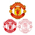 Manchester United F.C. logo with flat design and sketch on white background