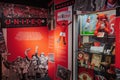 Manchester United football team museum historic exhibits inside Old Trafford stadium, UK