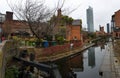 Atmospheric scene  of  the restored Victorian canal system in Castlefield area of Manchester Royalty Free Stock Photo