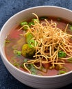 Big bowl of soup- manchow soup Royalty Free Stock Photo