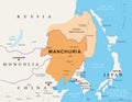 Manchuria, a historical region in Northeast Asia, political map