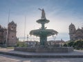 Manco Capac water fountain golden statue in Cusco