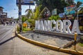 Mancora, Peru - April 18, 2019: Sign welcoming visitors to the beach town of Mancora Royalty Free Stock Photo