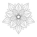 Ethnic round mandala pattern coloring page. Royalty Free Stock Photo