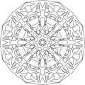 Mandala, flower star ice flake scribble drawing doodle, vector drawing of weird shapes for coloring book Royalty Free Stock Photo