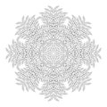 Mandala. Antistress coloring pages for adults. Monochrome circular lace oriental pattern.