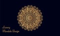 Golden color luxury mandala on black background design, Mandala art, luxury mandala design vector background, Royalty Free Stock Photo