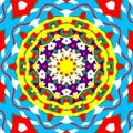 Mandala background wallpaper. colors used red, yellow, sky blue, white. Royalty Free Stock Photo