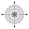 Mandala vector with Compass rose on an isolated white background.