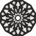 Mandala black and white design on white background.