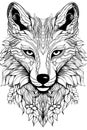 Mandala, black and white illustration for coloring animals, wolf.