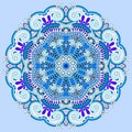 Mandala, blue circle decorative spiritual indian symbol of lotus