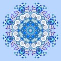 Mandala, blue circle decorative spiritual indian symbol of lotus