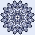 Mandala in blue. East, ethnic design, oriental pattern, round ornament. For use in fabric decor, , print, tattoo Royalty Free Stock Photo