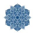 Mandala blue line flower on white background