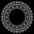 Mandala bohemian vector dot painting vector design, Aboriginal white traditional decorative pattern on black background, Australia Royalty Free Stock Photo