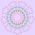 Mandala. Bright butterflies in the circle. Vector image