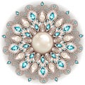 brooch jewelry, design element.  Geometric vintage ornamental background Royalty Free Stock Photo