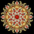 Mandala brooch jewelry, design element.