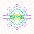 Colorful gradient dotted half of flower Hello Spring greeting card.
