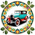 Mandala circle antique tour car eccentric lifestyle